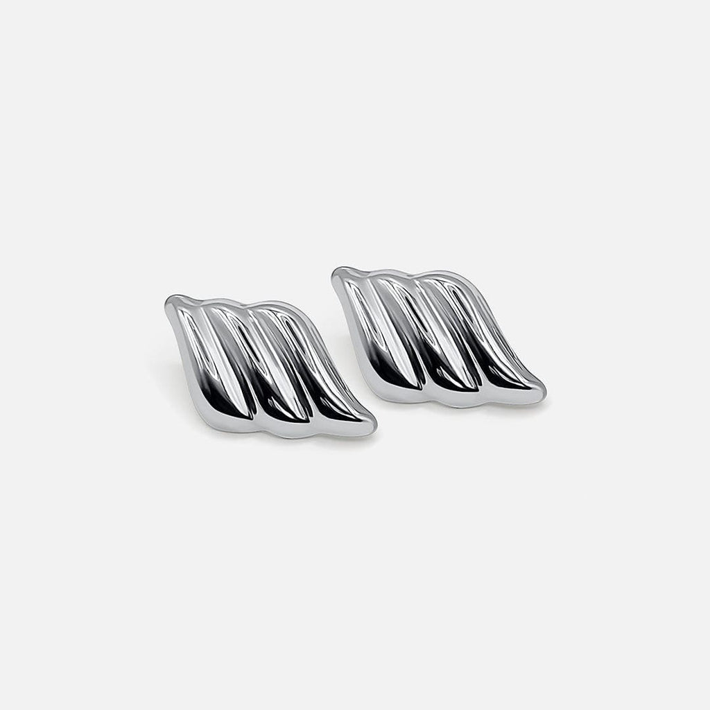 Modern Silver Wavy Bar Earrings