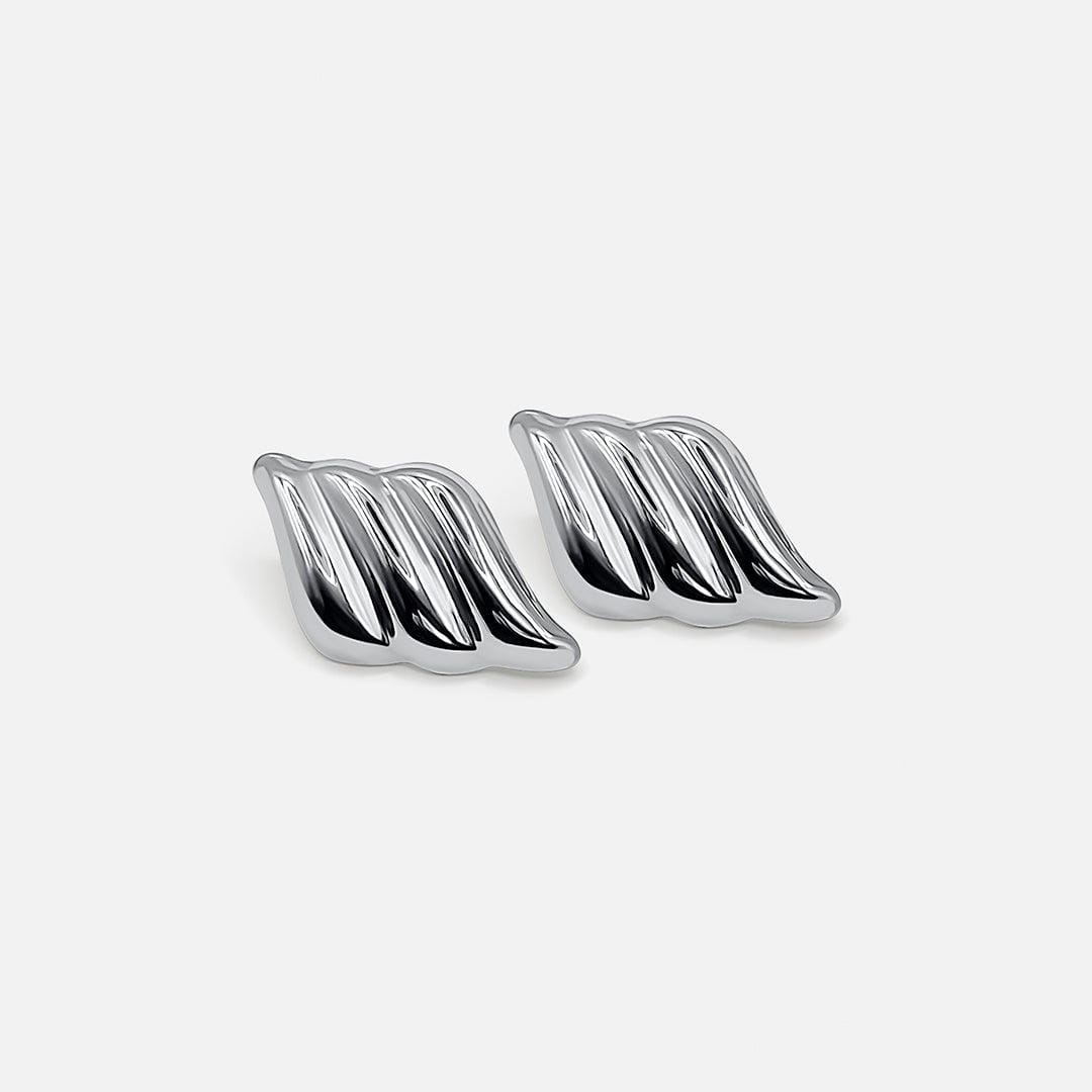 Modern Silver Wavy Bar Earrings