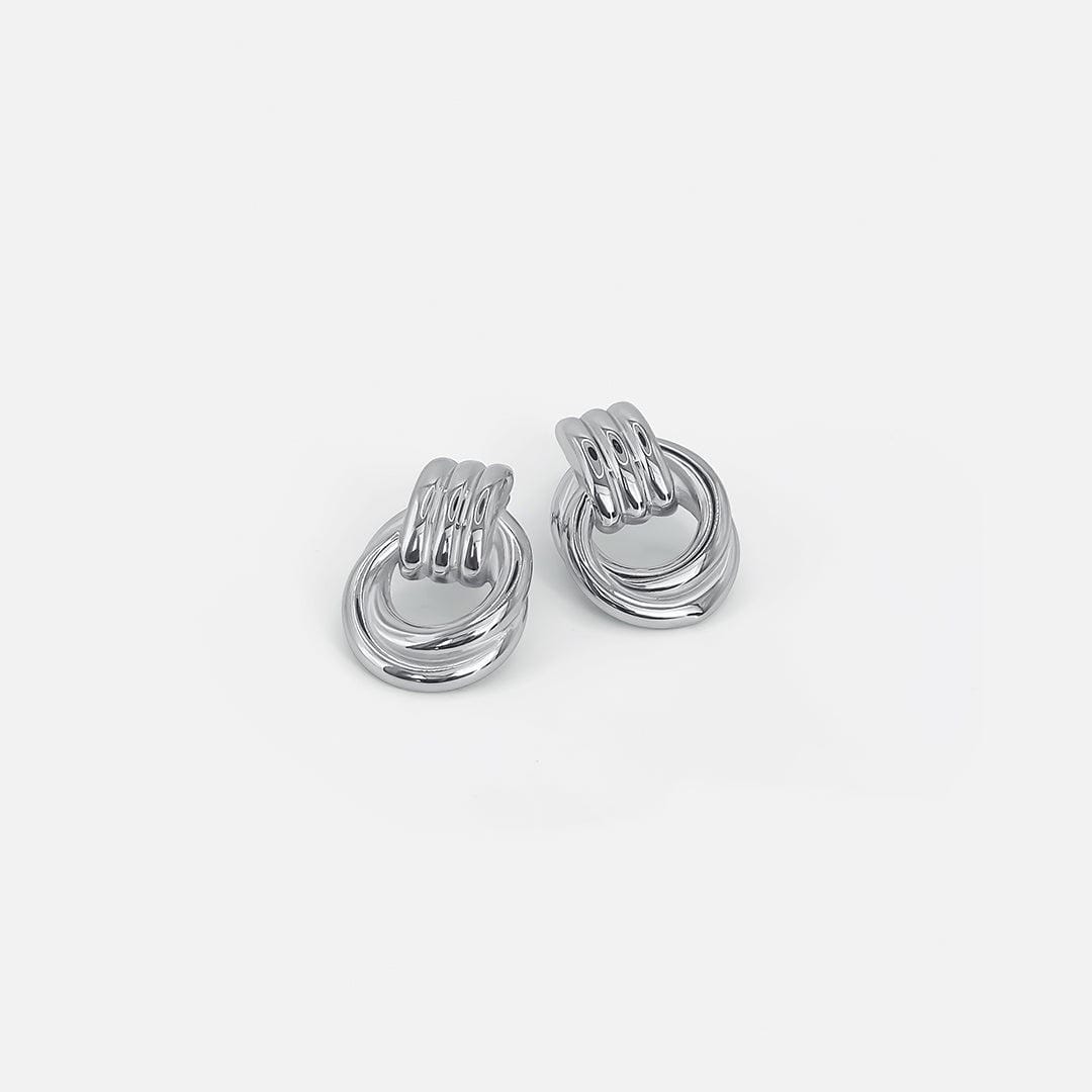 Graceful Silver Linked Knot Earrings