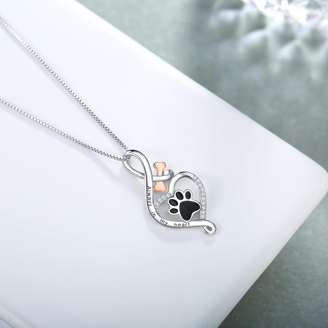 Heartfelt Paw Necklace with Infinity Charm
