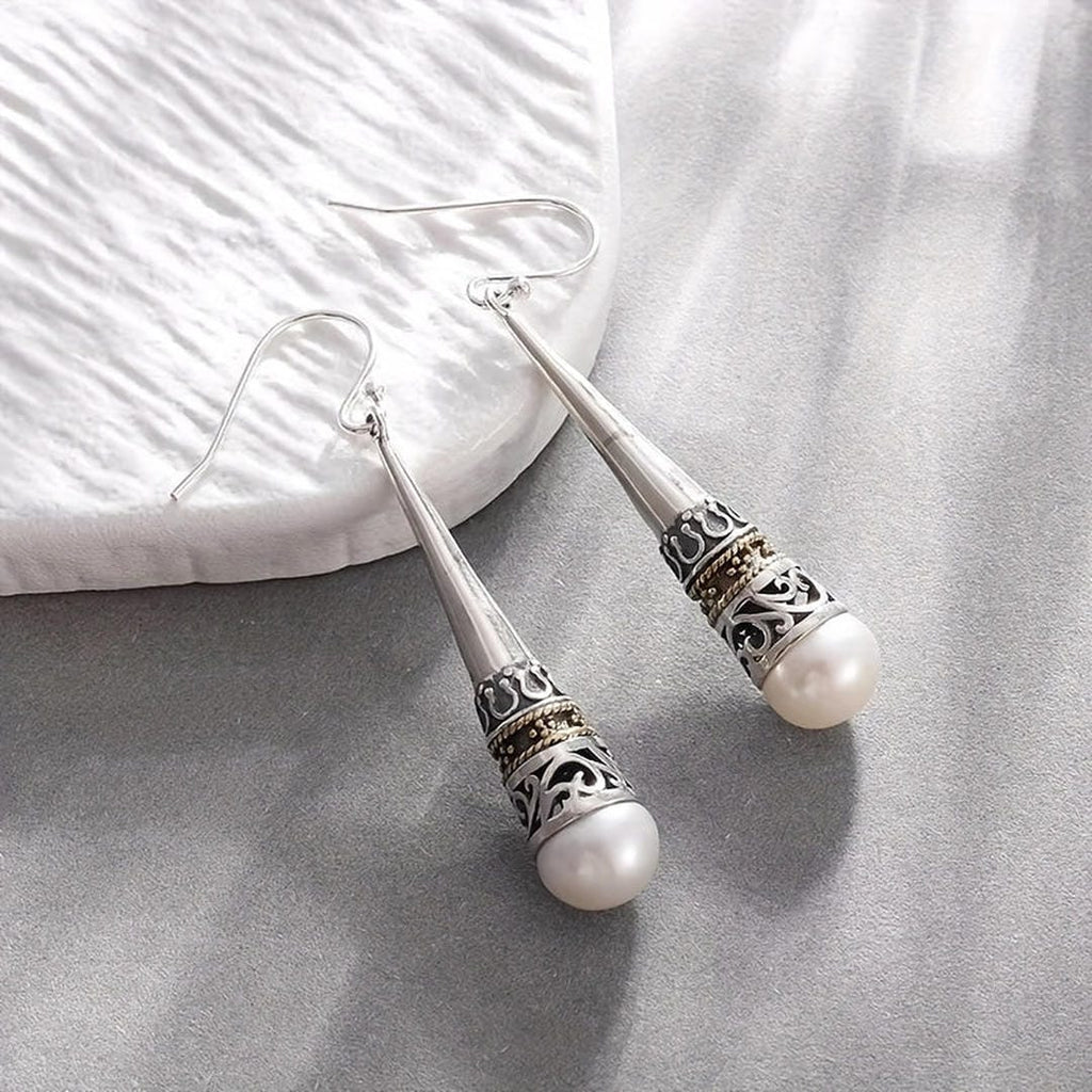 Vintage Pearl Talisman Drop Earrings
