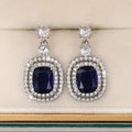 Oval Sapphire Paved Zirconia Earrings