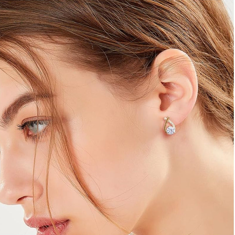 Golden Cross Zirconia Stud Earrings