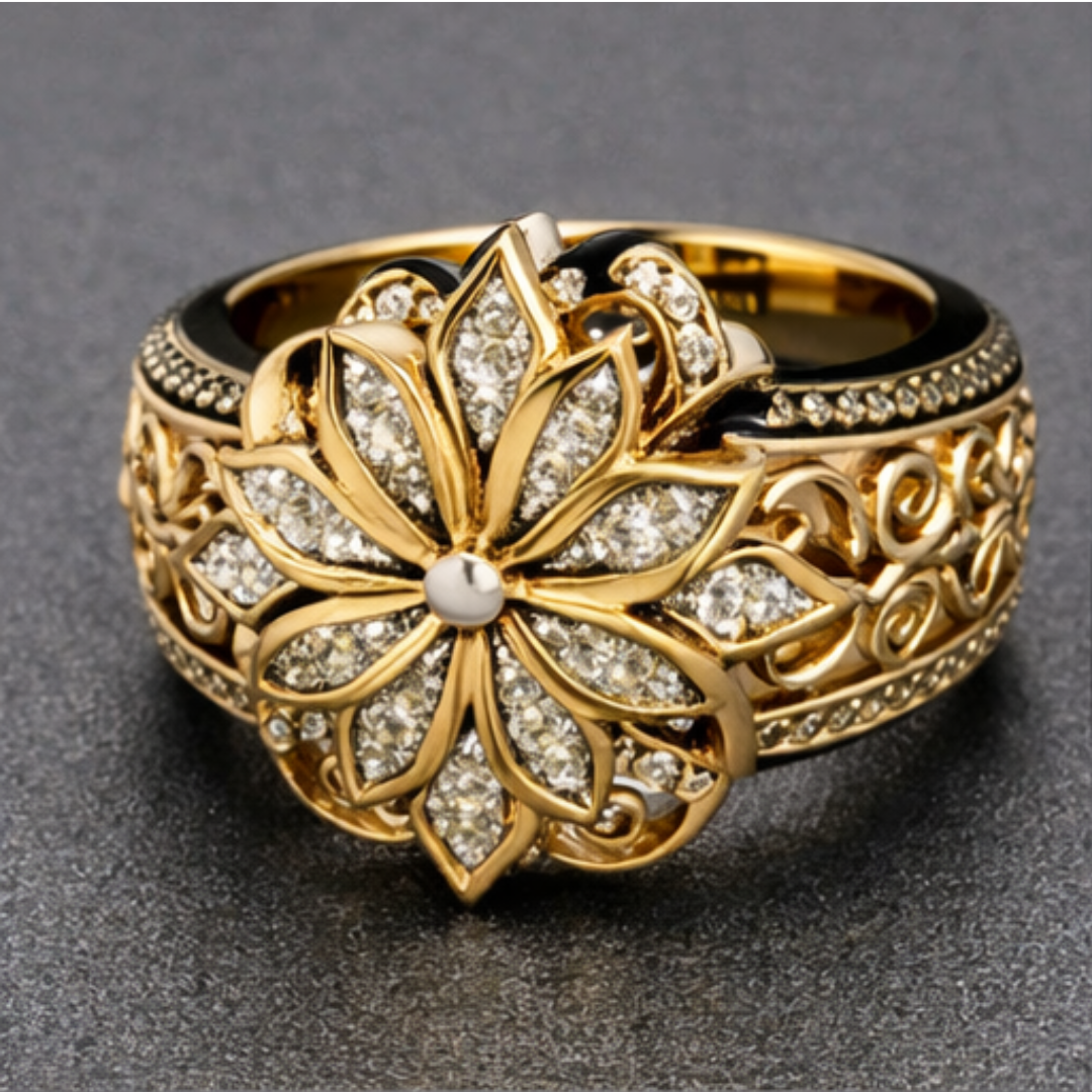 Ornate Gold Bloom Ring