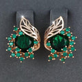 Emerald Leaf Cluster Earrings