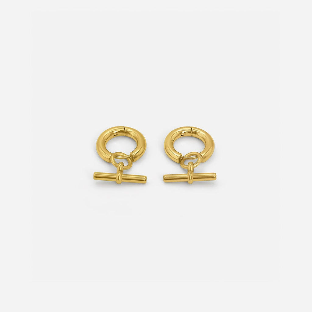 Elegant T Bar Gold Hoops