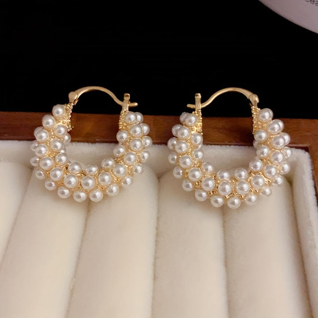 Pearl Bubble Hoop Earrings
