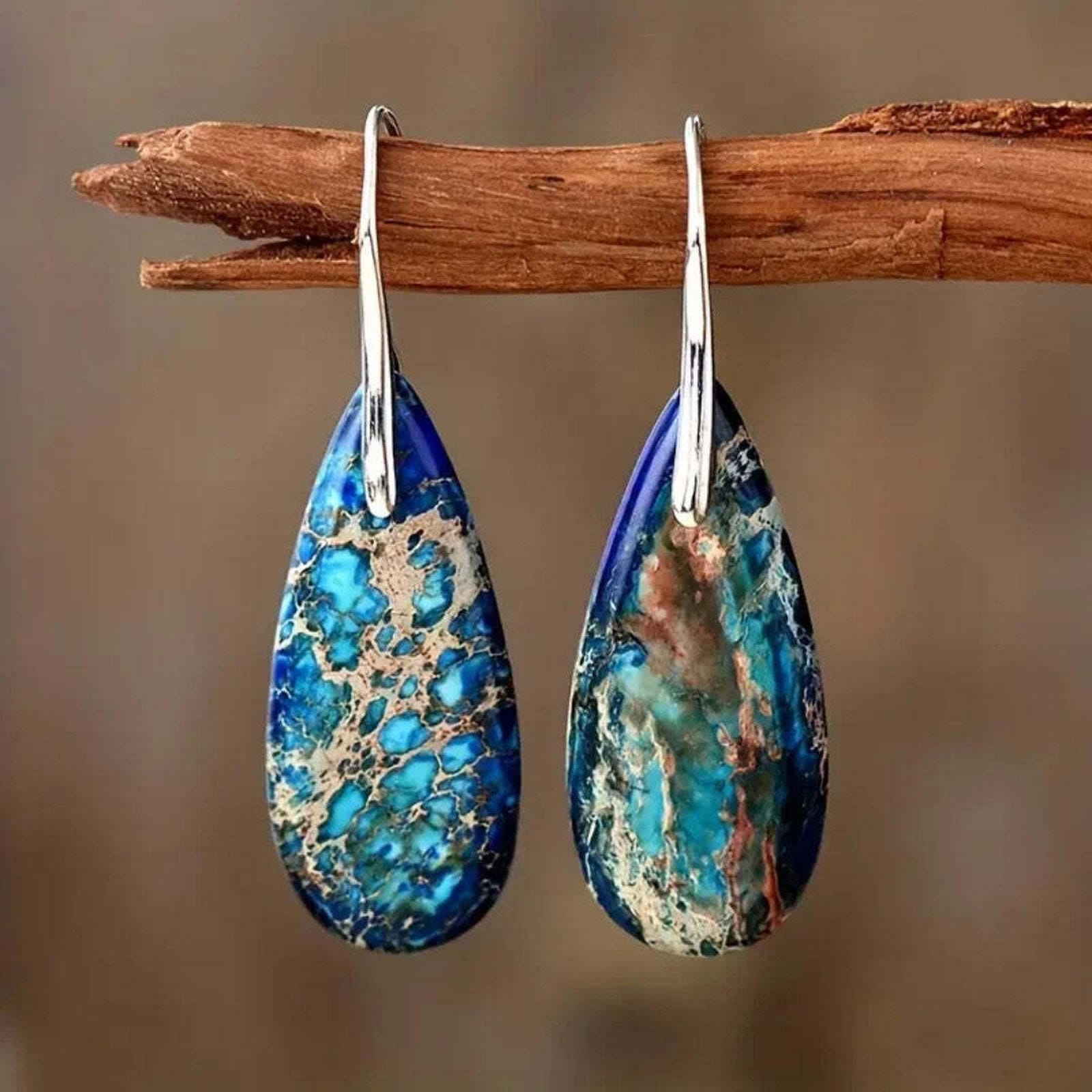 Azure Blue Ocean Stone Earrings