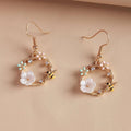 Bee Flower Gold Drop Earrings