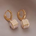 Golden Cube Drop Earrings