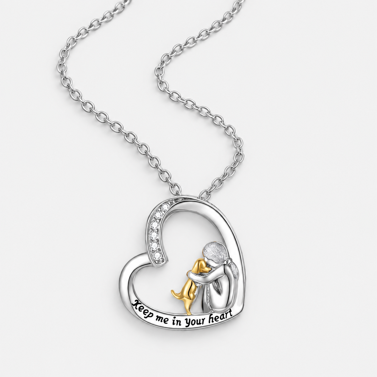Keep Me in Your Heart Memorial Silver Necklace