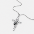 Silver Cross with Paw Pendant Necklace