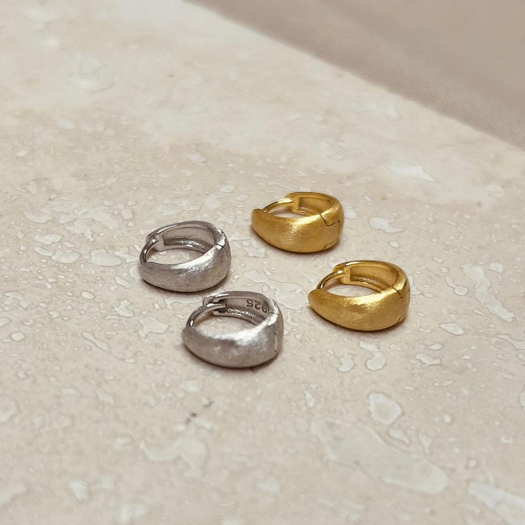 Wide Brushed Huggie Hoops