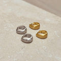 Wide Brushed Huggie Hoops