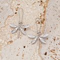 Silver Dragonfly Minimalist Drop Earrings