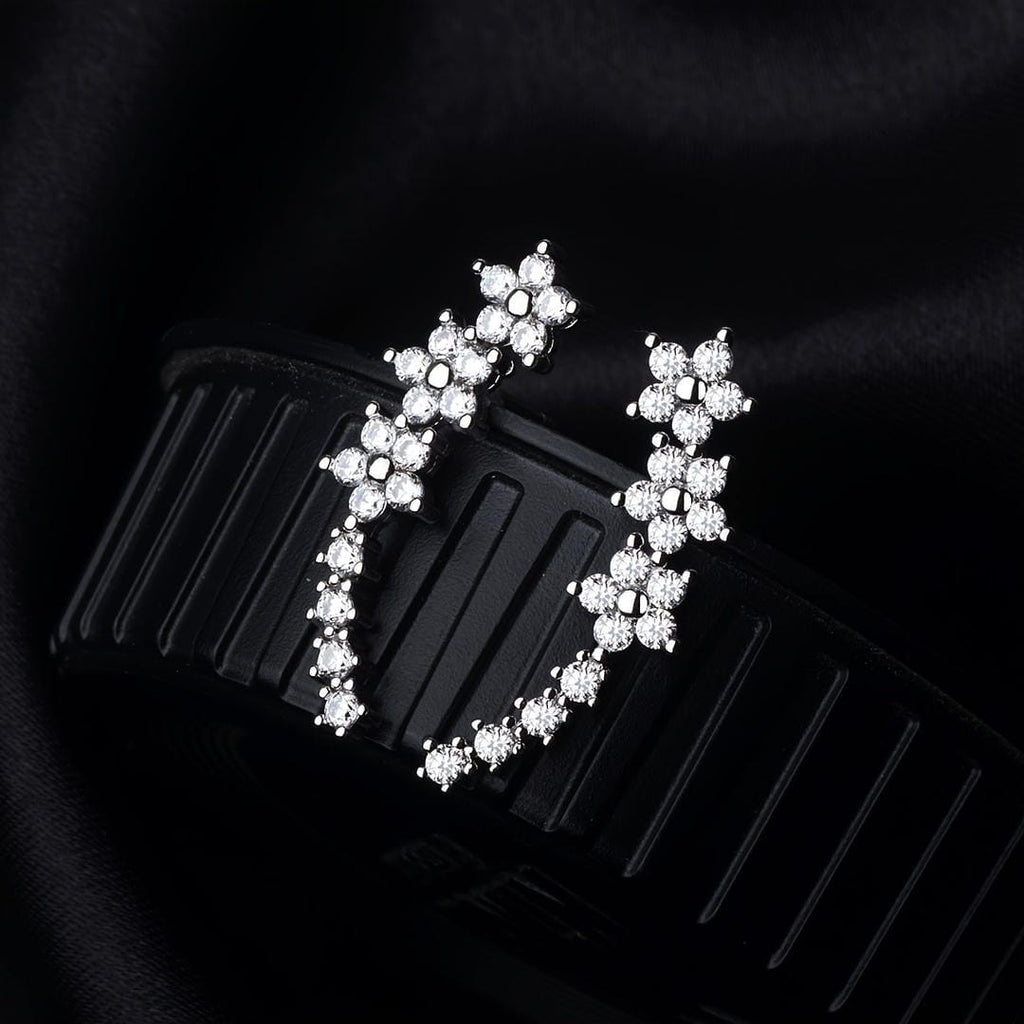 Sparkling Flower Drop Statement Earrings