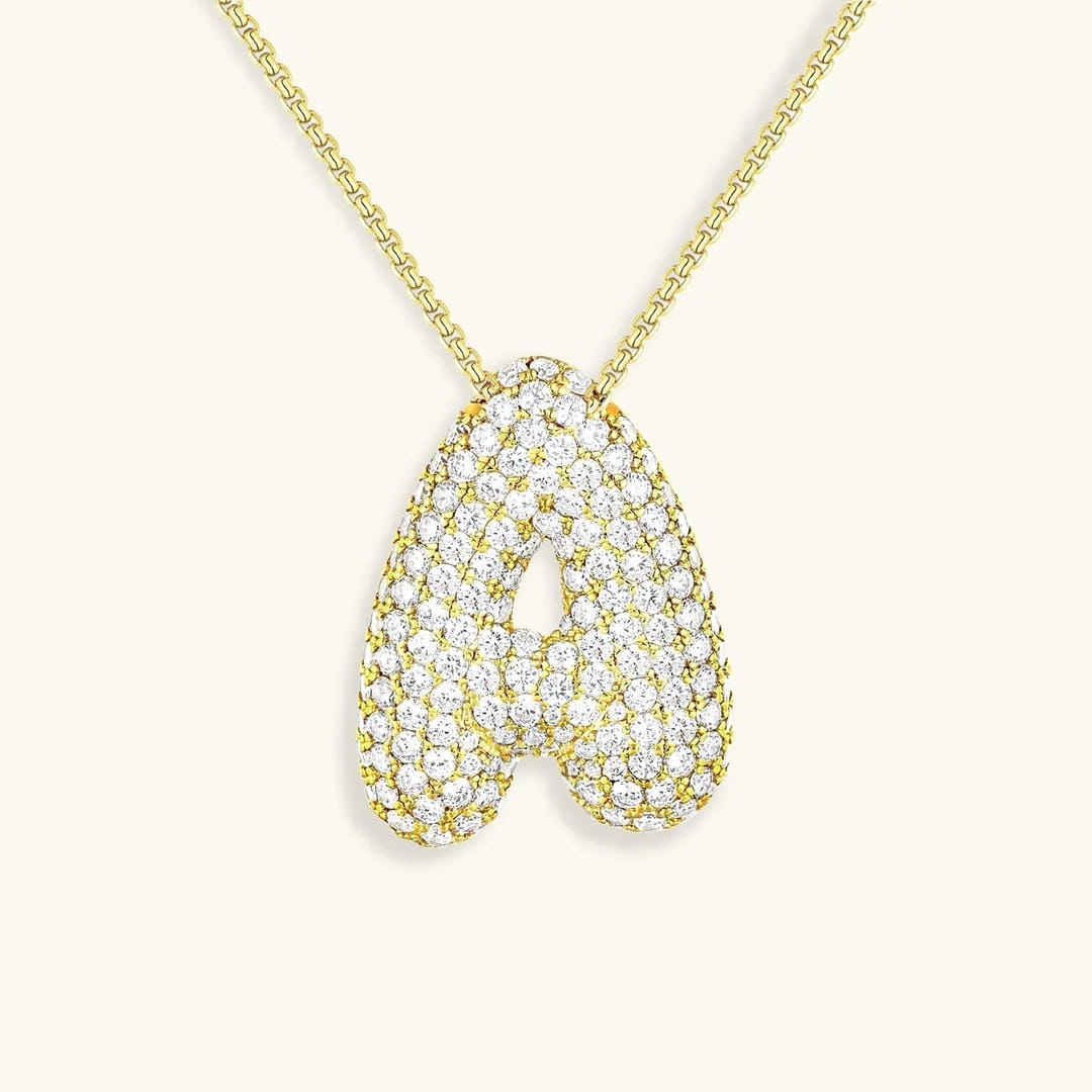 Bubble Initial Crystals Necklace