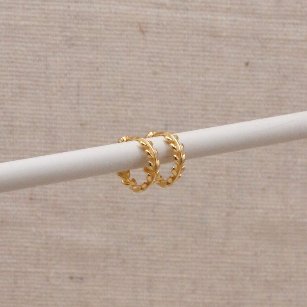 Gold Laurel Huggie Hoops