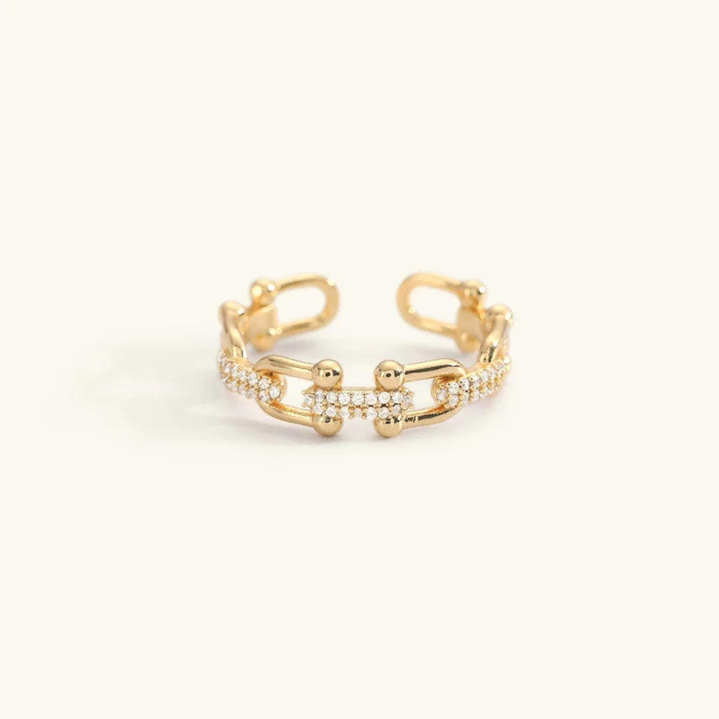 Dazzling Crystal Gold Open Ring