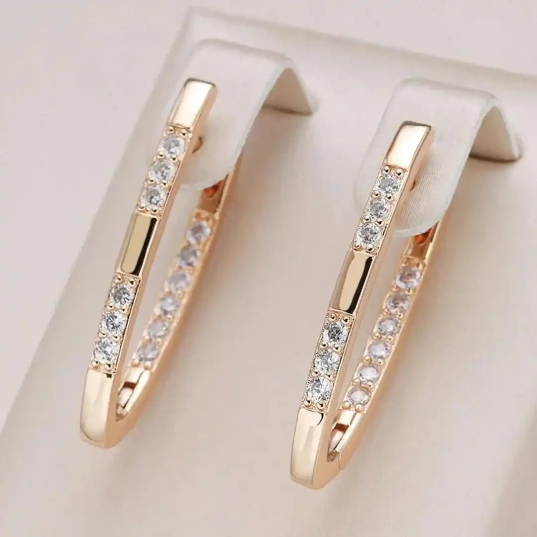 Timeless Gold Earrings With Zirconia Accents