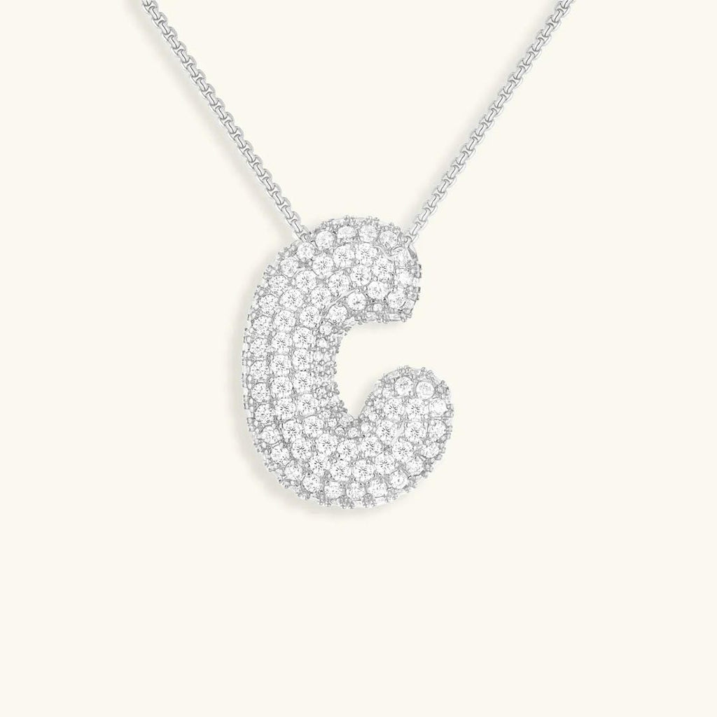 Bubble Initial Crystals Necklace
