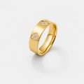 Gold Crystal Clover Band Ring