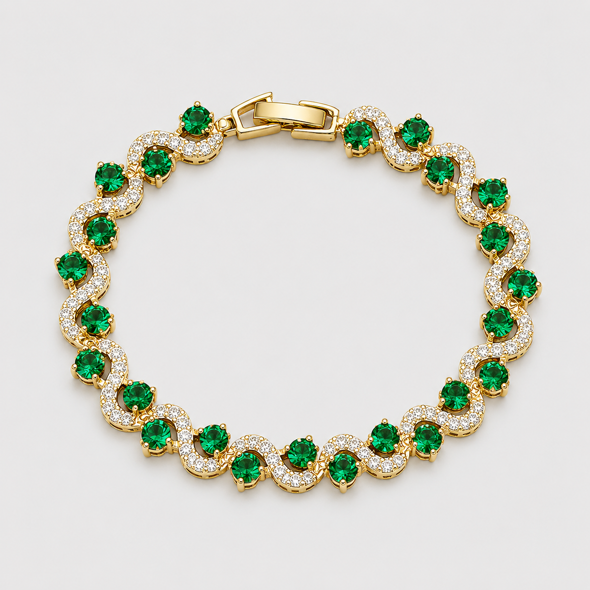 Emerald Crystal Gold Bracelet