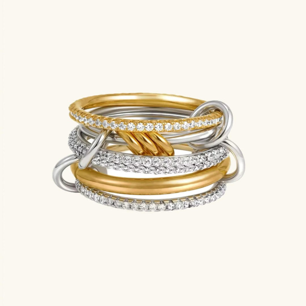 Elegant Stacked Crystals Statement Ring
