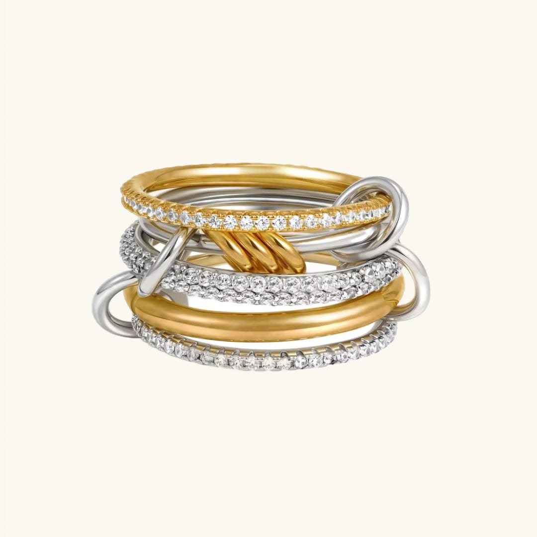 Elegant Stacked Crystals Statement Ring