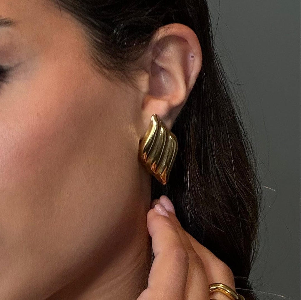 Modern Gold Wavy Bar Earrings
