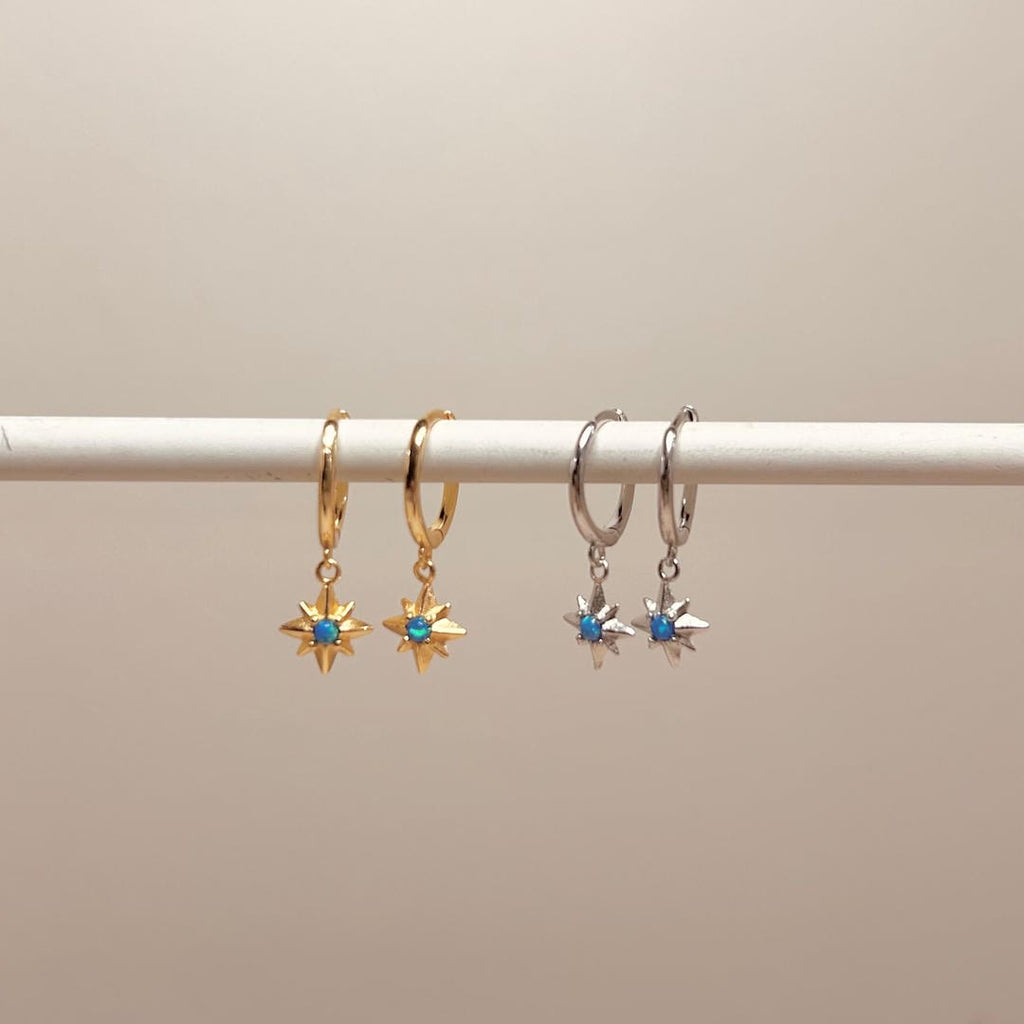 Opal Starburst Hoops Earrings
