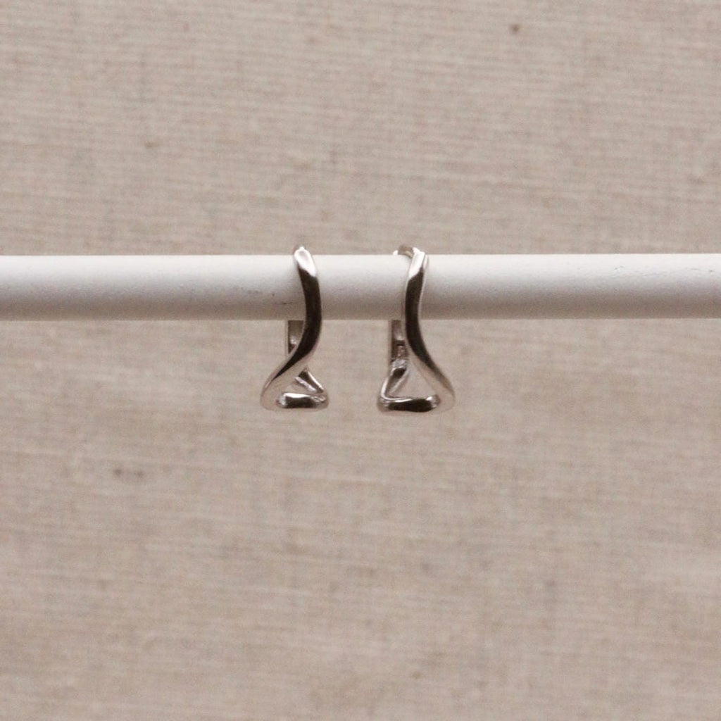 Silver Abstract Wave Hoops