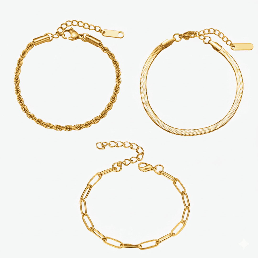 Golden Flow Three Bracelet Set