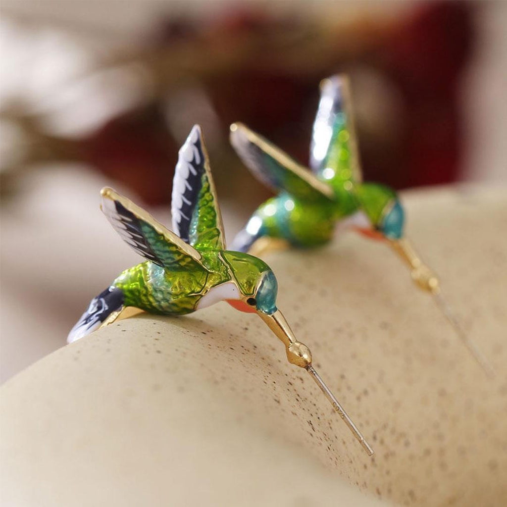 Unique Colorful Hummingbird Earrings