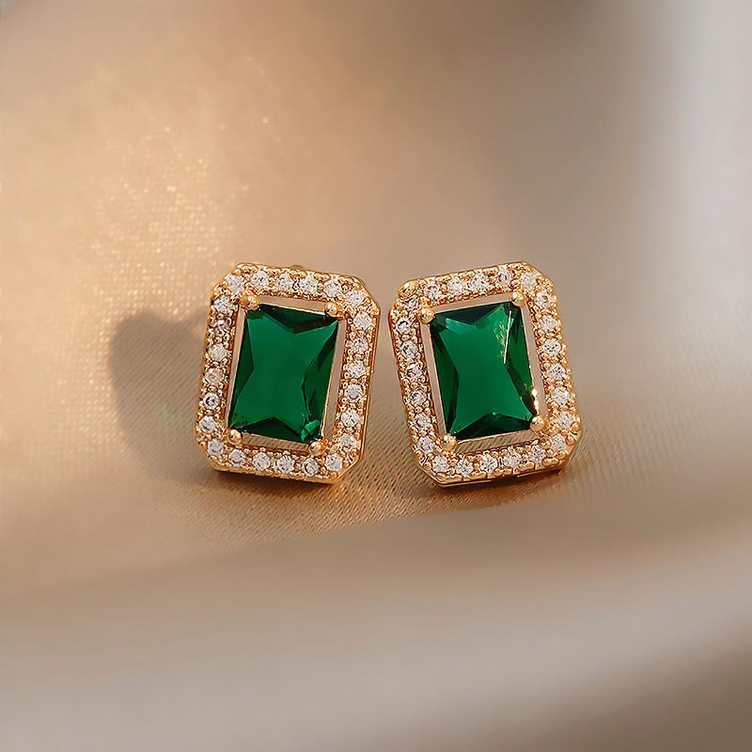 Emerald Gems Dangle Earrings