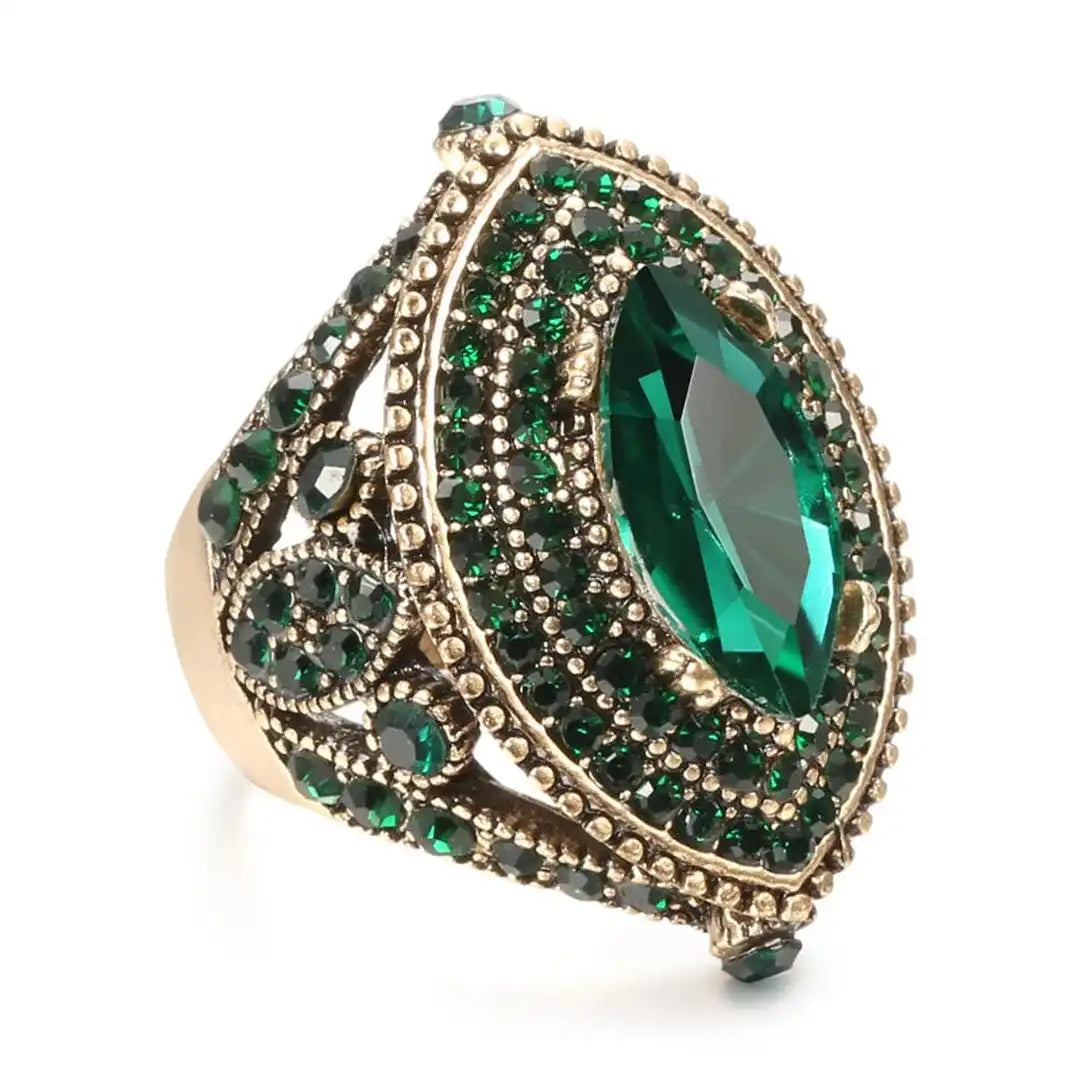 Vintage Golden Marquis Crystal Ring