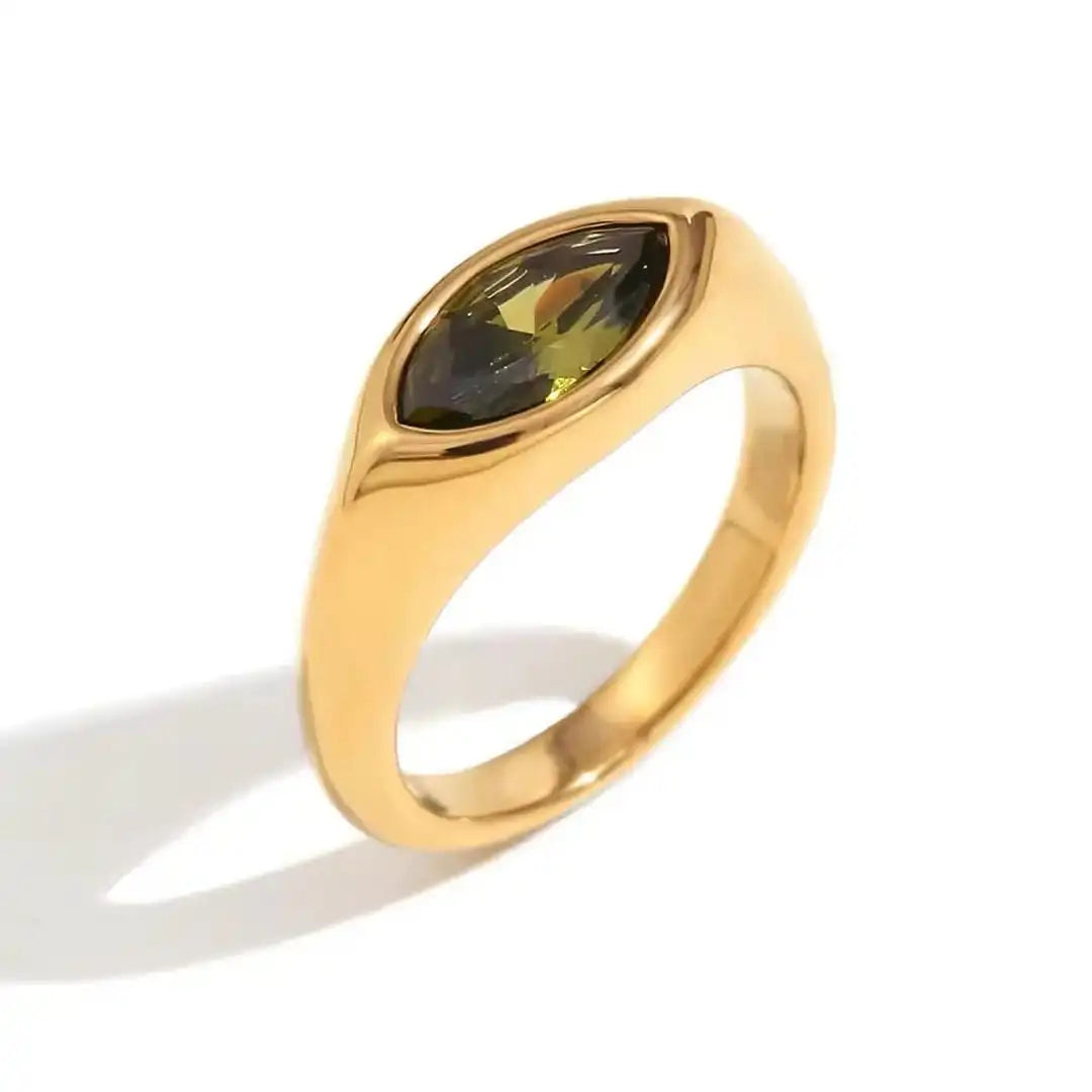 Marquise Gemstone Gold Signet Ring