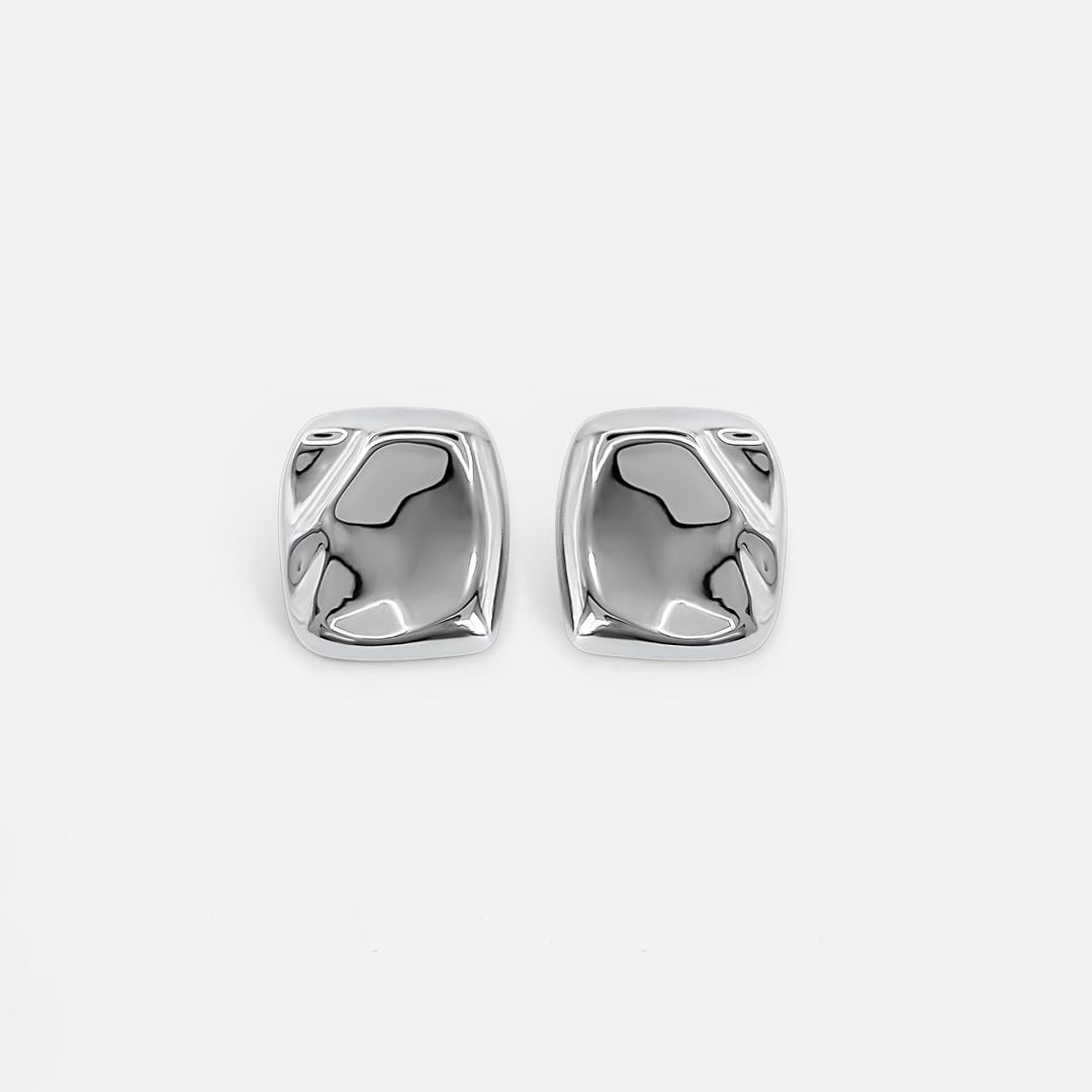 Molten Silver Statement Earring
