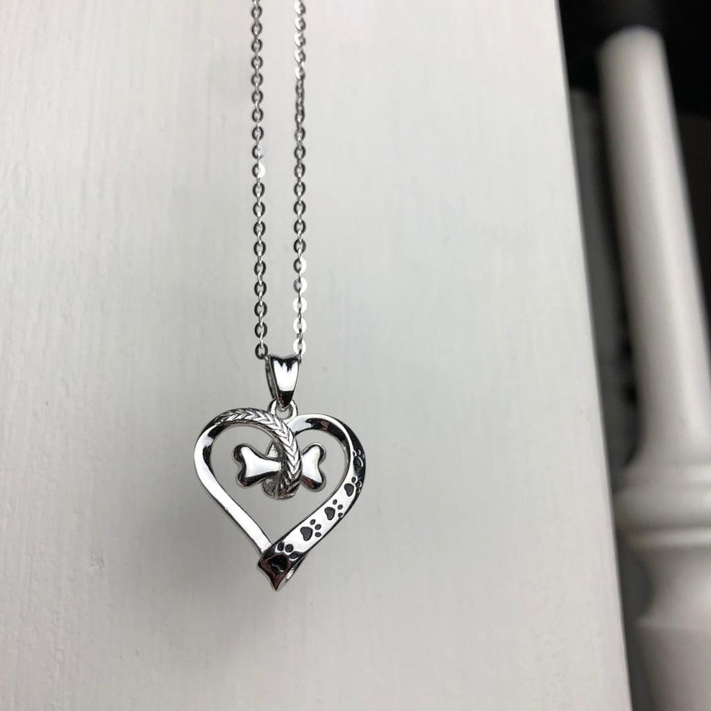 Dog Paw Heart Stainless Steel Necklace