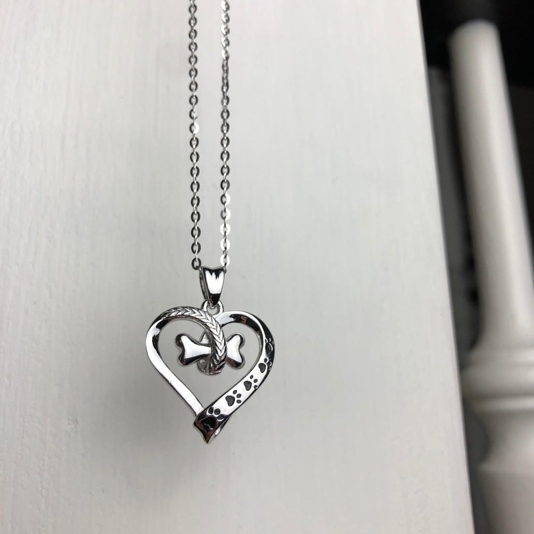 Dog Paw Heart Stainless Steel Necklace