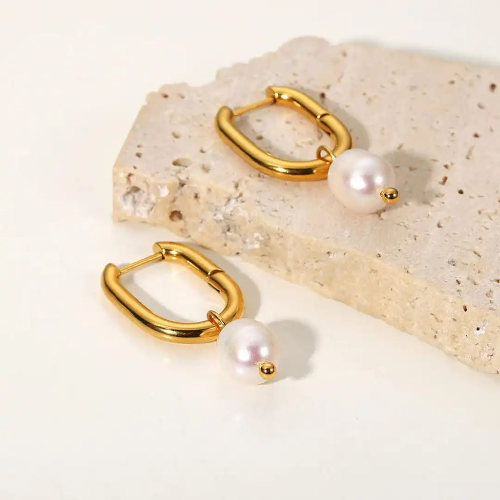 Everyday Pearl Drop Hoop Earrings