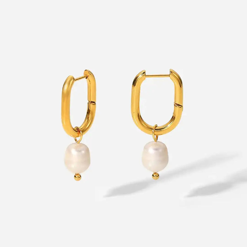 Everyday Pearl Drop Hoop Earrings