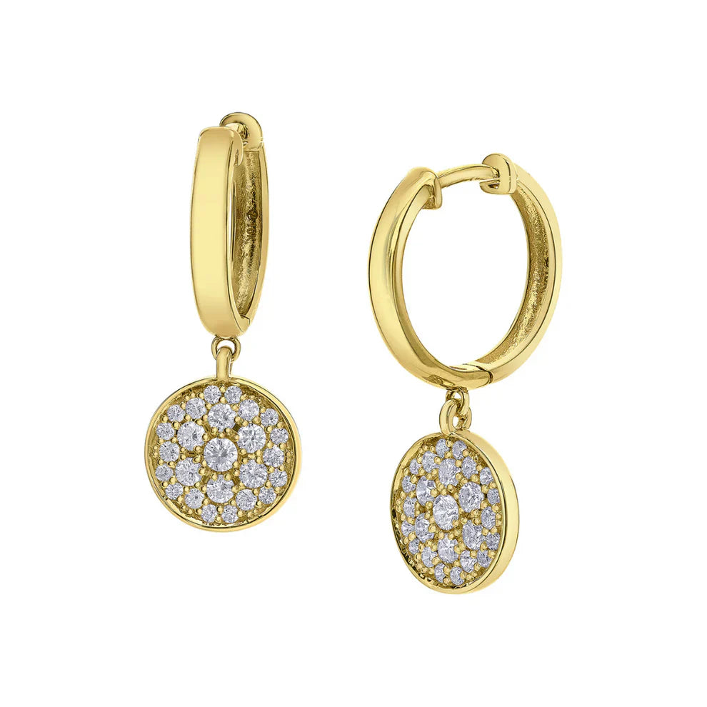 Toned Pave Dome Hoop Earrings