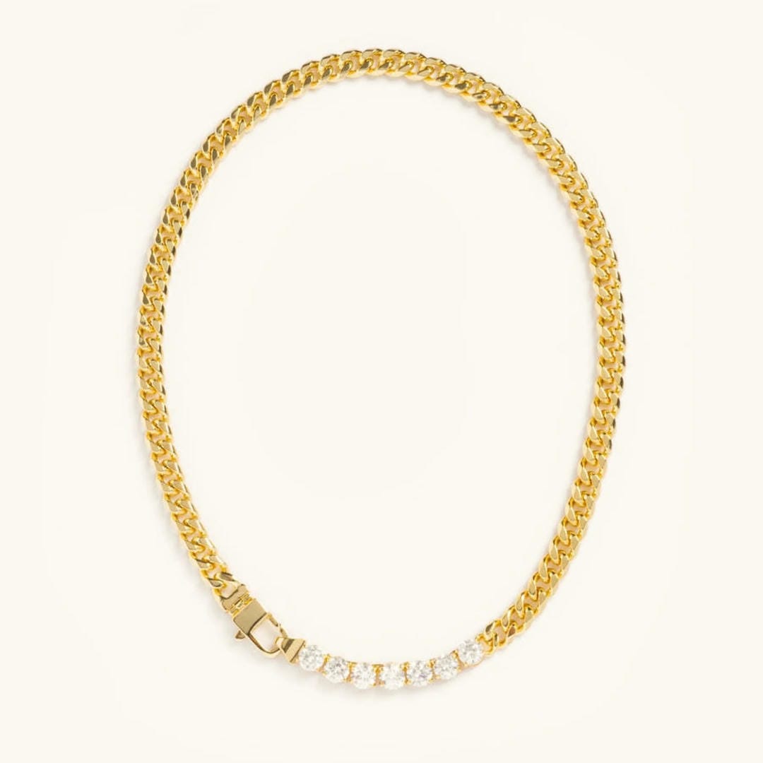 Dazzling Crystals Gold Link Necklace