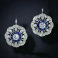 Vintage Blue Crystal Mandala Earrings