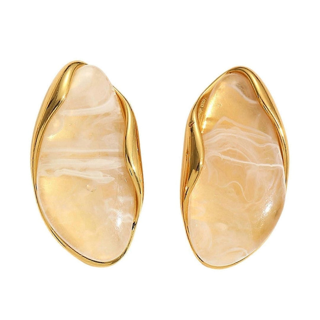 Multicolor Amber Resin Wood Earrings