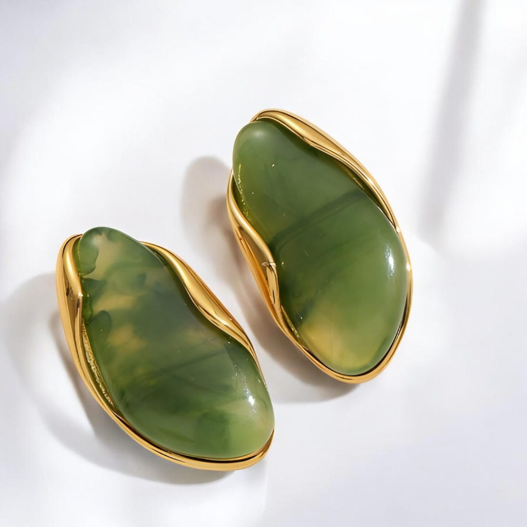 Multicolor Amber Resin Wood Earrings