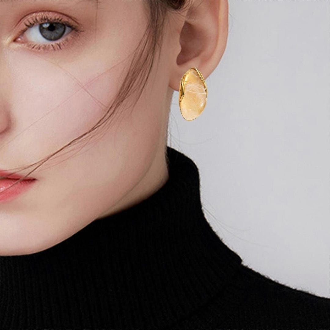 Multicolor Amber Resin Wood Earrings