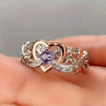 Violet Heart Gold and Silver Ring
