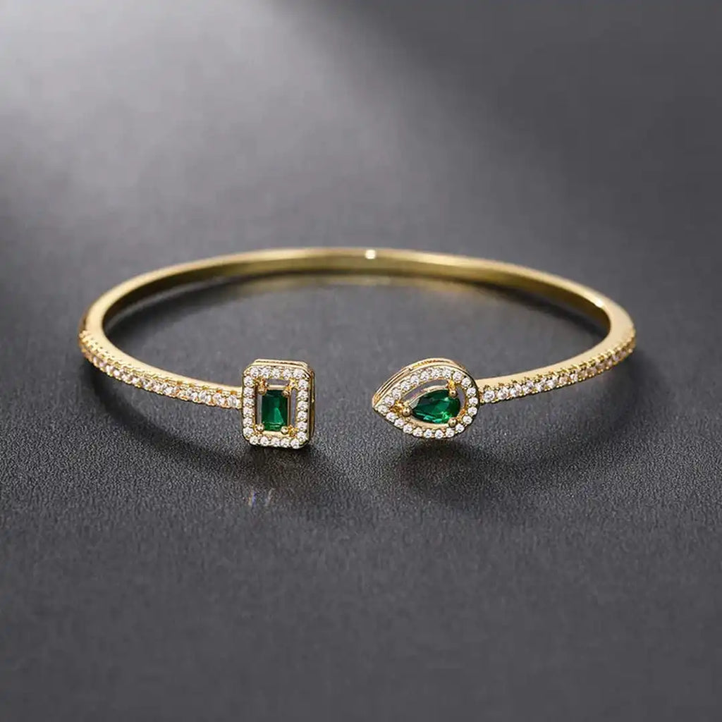 Elegant Emerald Open Cuff Bracelet